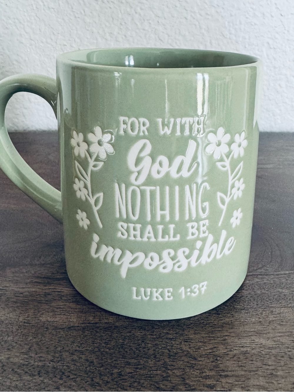 Bible Verse Luke Scripture Sage Green Ceramic Coffee Mug Cup